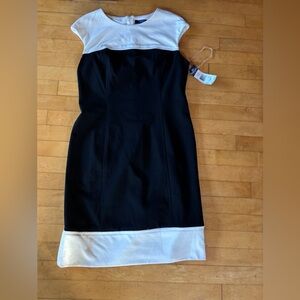 NWT Chaps cream and black sleeveless dress